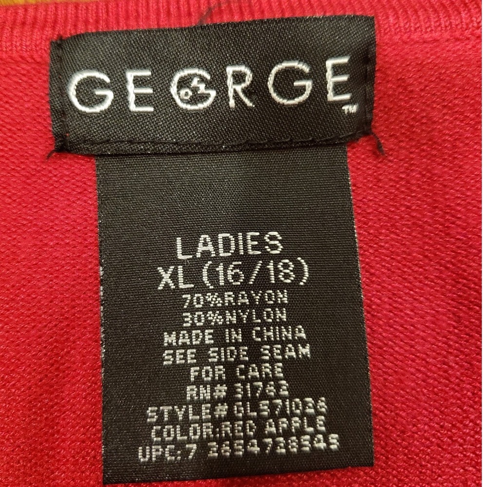 GEORGE Ladies Red Cardigan Sweater Set Size XL 16 18 Knit V Neck - Picture 7 of 12